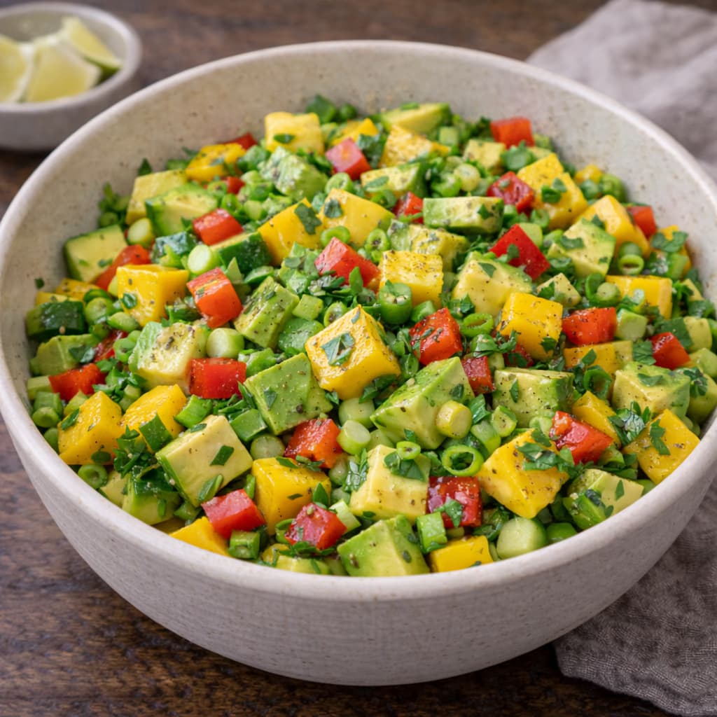 Frisk mango- og avokadosalat – ferdig rett