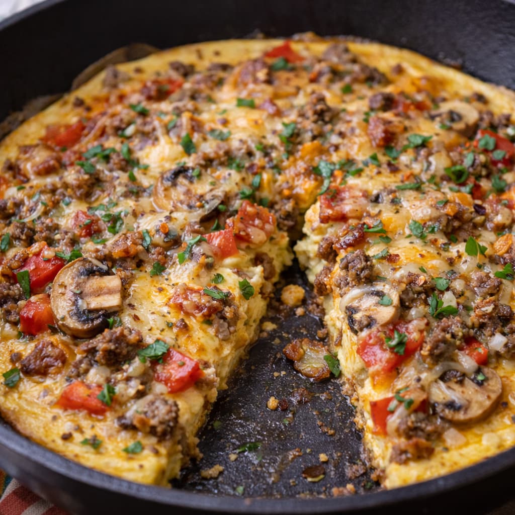 Ketovennlig pizzaomelett – ferdig rett