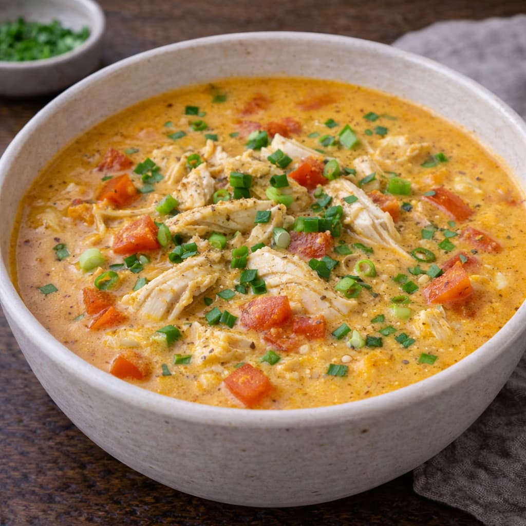 Høstsuppe – kremet karri kyllingsuppe – ferdig rett