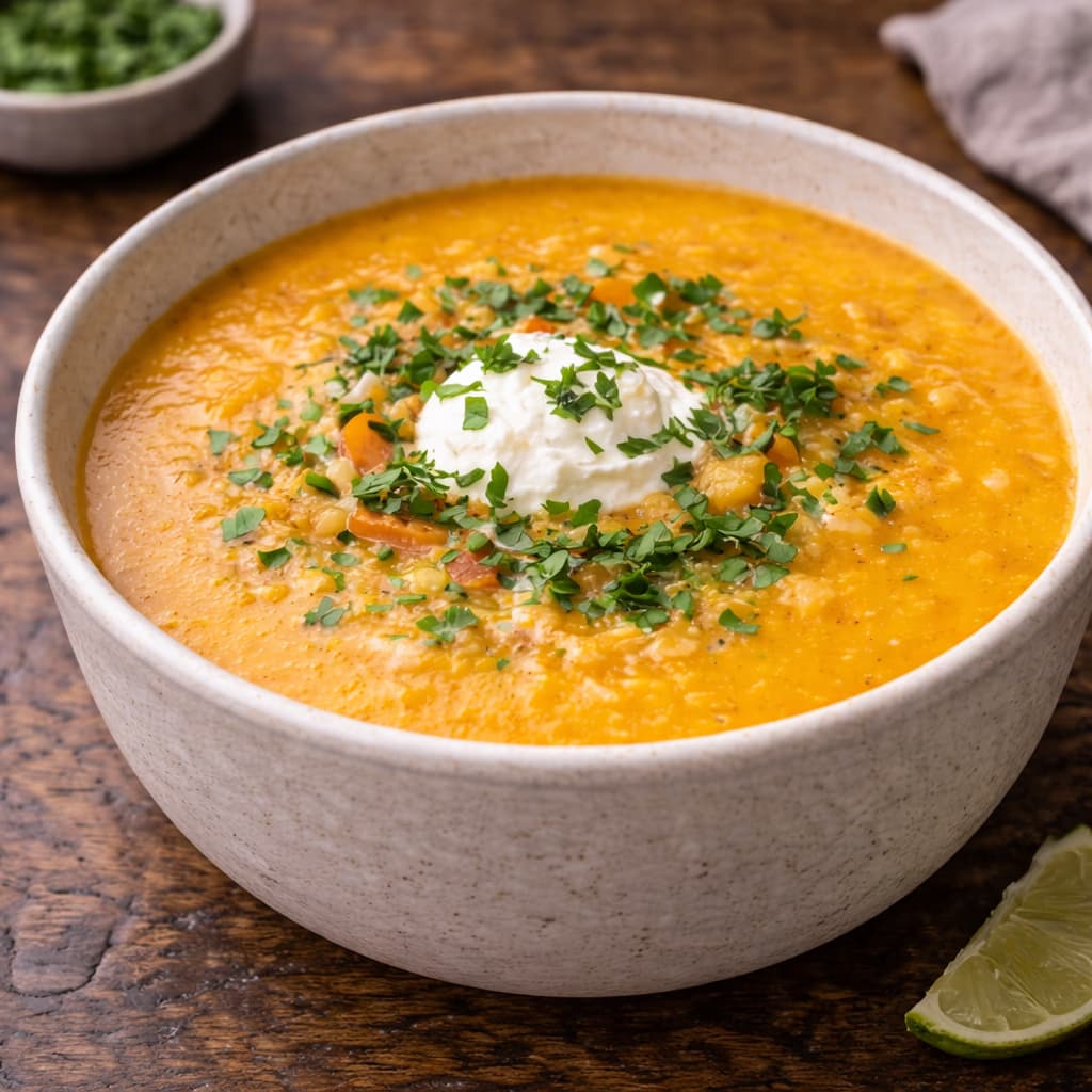 Søtpotetsuppe med kokosmelk – ferdig rett