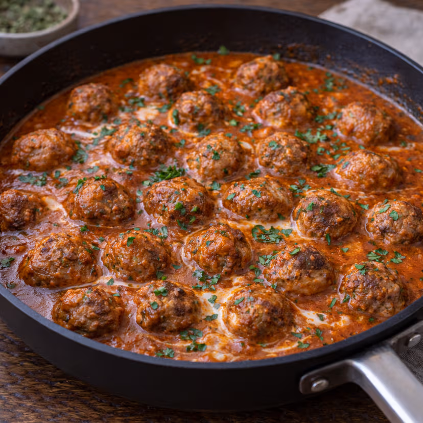 Spicy kjøttboller i tomatsaus – ferdig rett