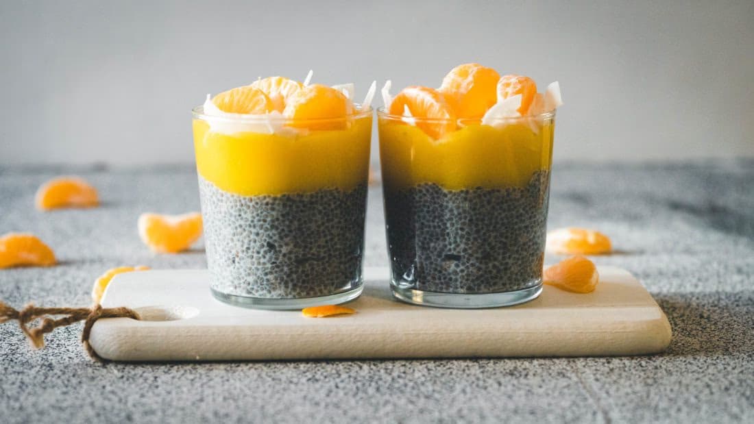 Chiapudding med Mango Puré og Klementin – ferdig rett