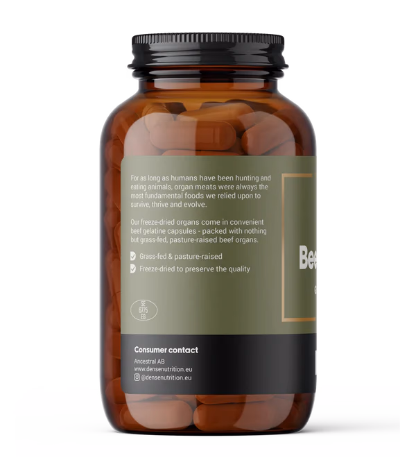 DENSE Beef Organs – Gressforet organtilskudd – 180 kapsler – produktbilde 3