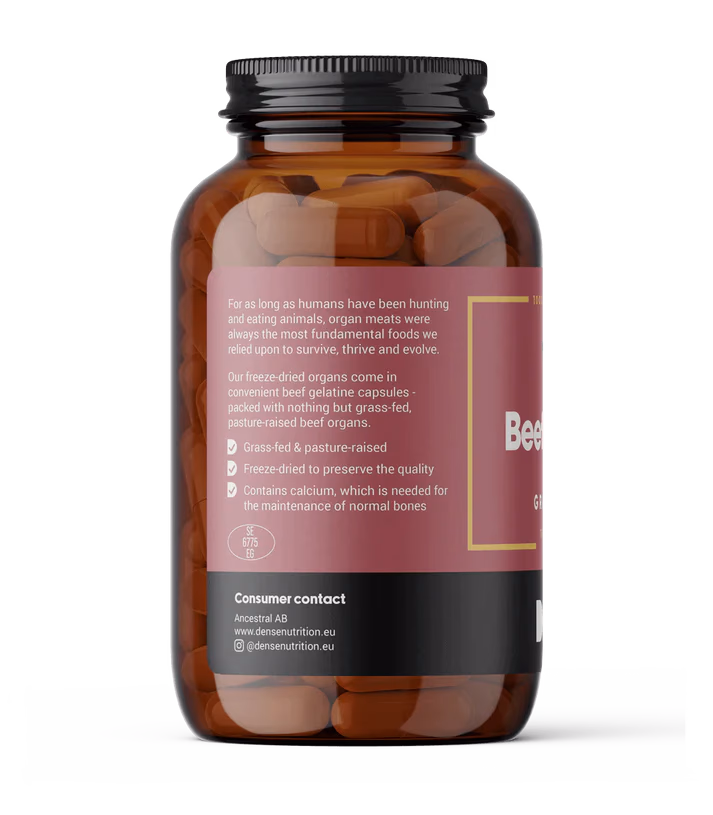 DENSE Beef Organs for Kvinner – Gressforet organtilskudd – 180 kapsler – produktbilde 2