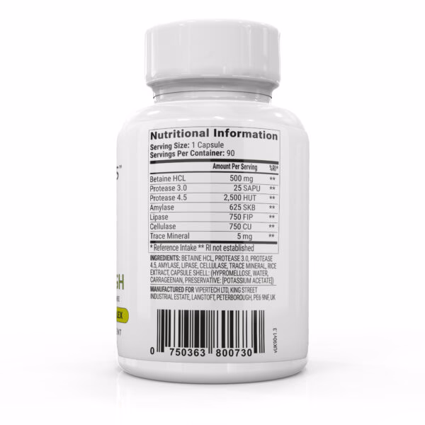 BiOptimizers HCL Breakthrough 90 kapsler – Øk magesyren naturlig – baksiden av pakningen