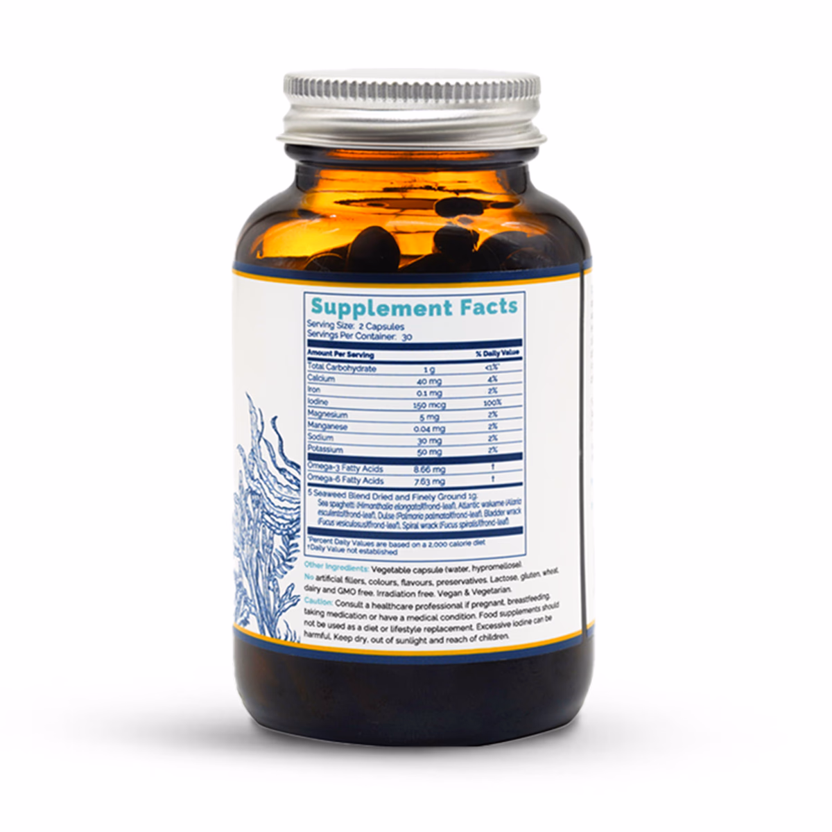 Rosita Tang og Tare Kapsler – 5 Seaweed Blend, 60 stk – næringsinnhold og ingredienser