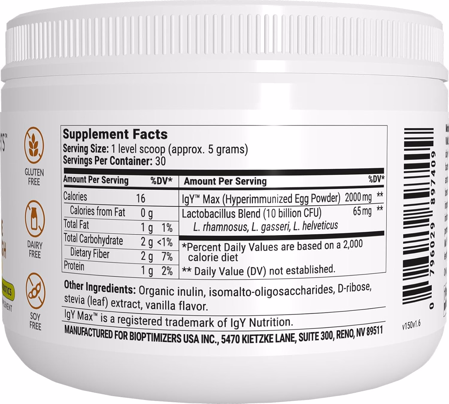 BiOptimizers Biome Breakthrough Vanilla – Probiotika og Prebiotika – produktbilde 2