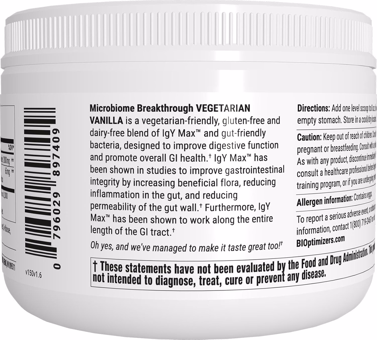 BiOptimizers Biome Breakthrough Vanilla – Probiotika og Prebiotika – produktbilde 4