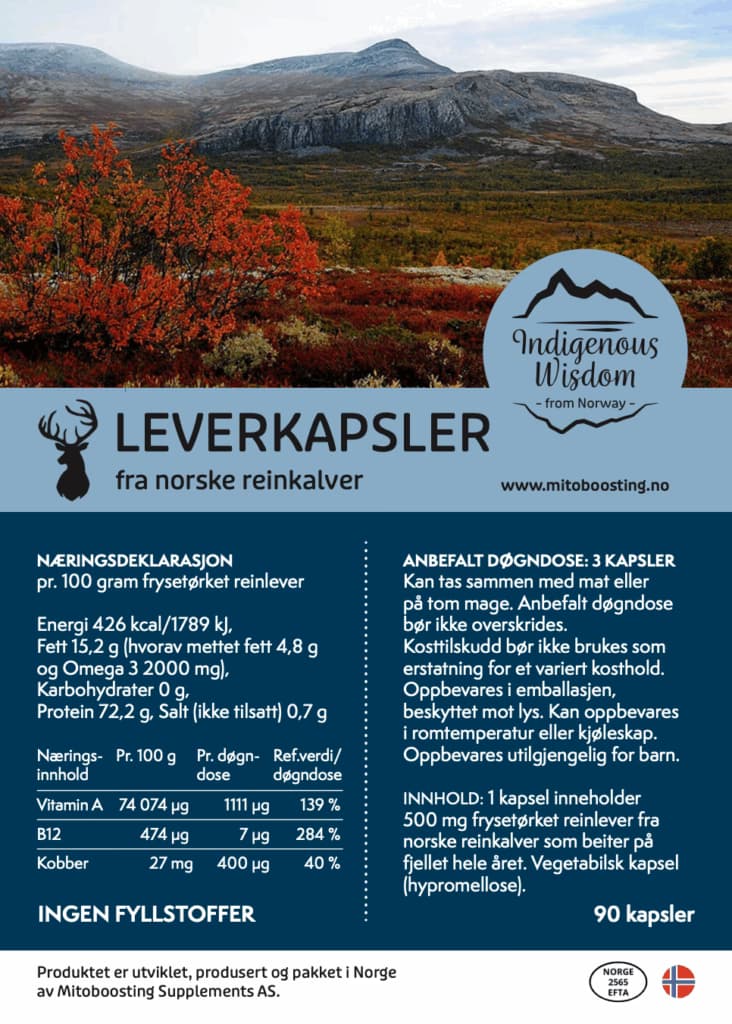 Leverkapsler fra norske reinkalver – 90 stk – produktbilde 2