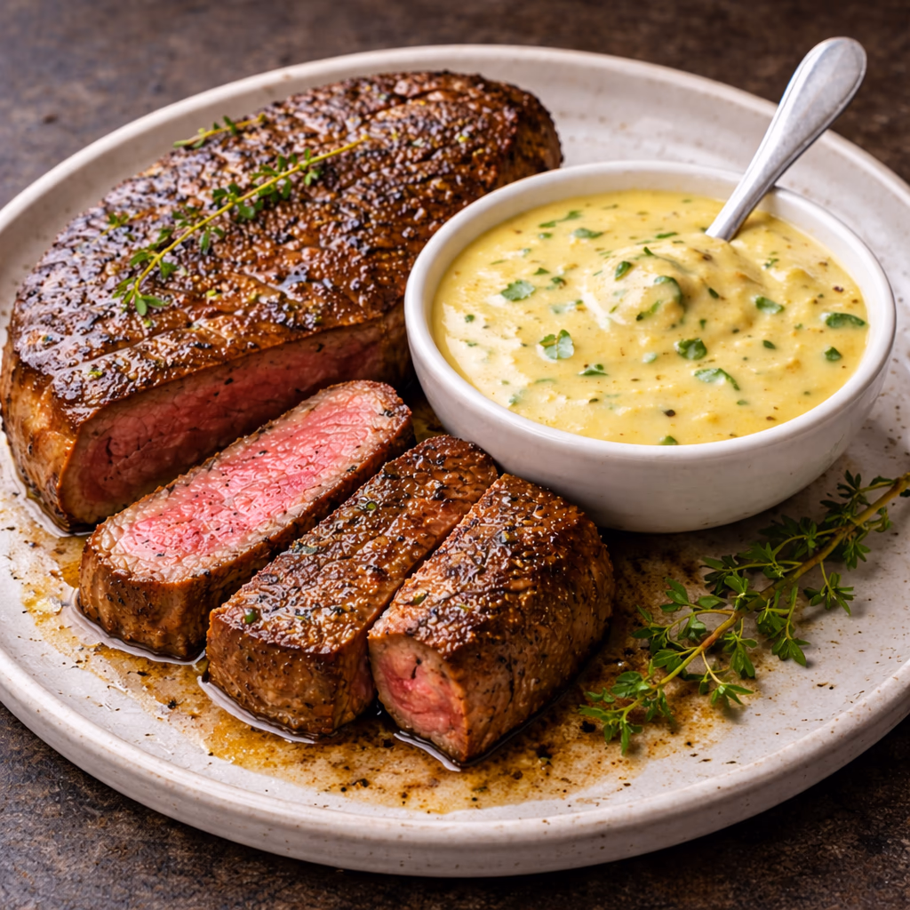 Biff med hjemmelaget bearnaisesaus