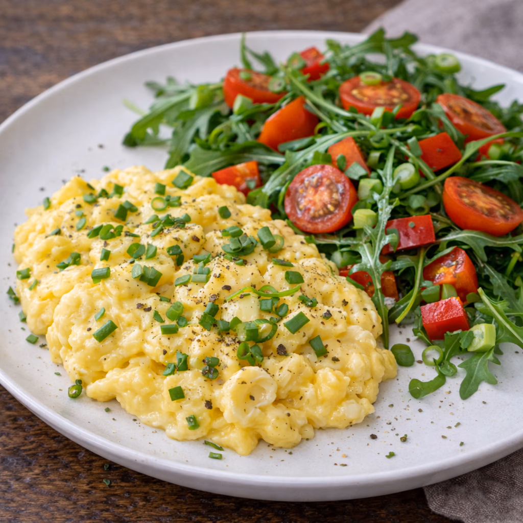 Eggerøre med frisk salat