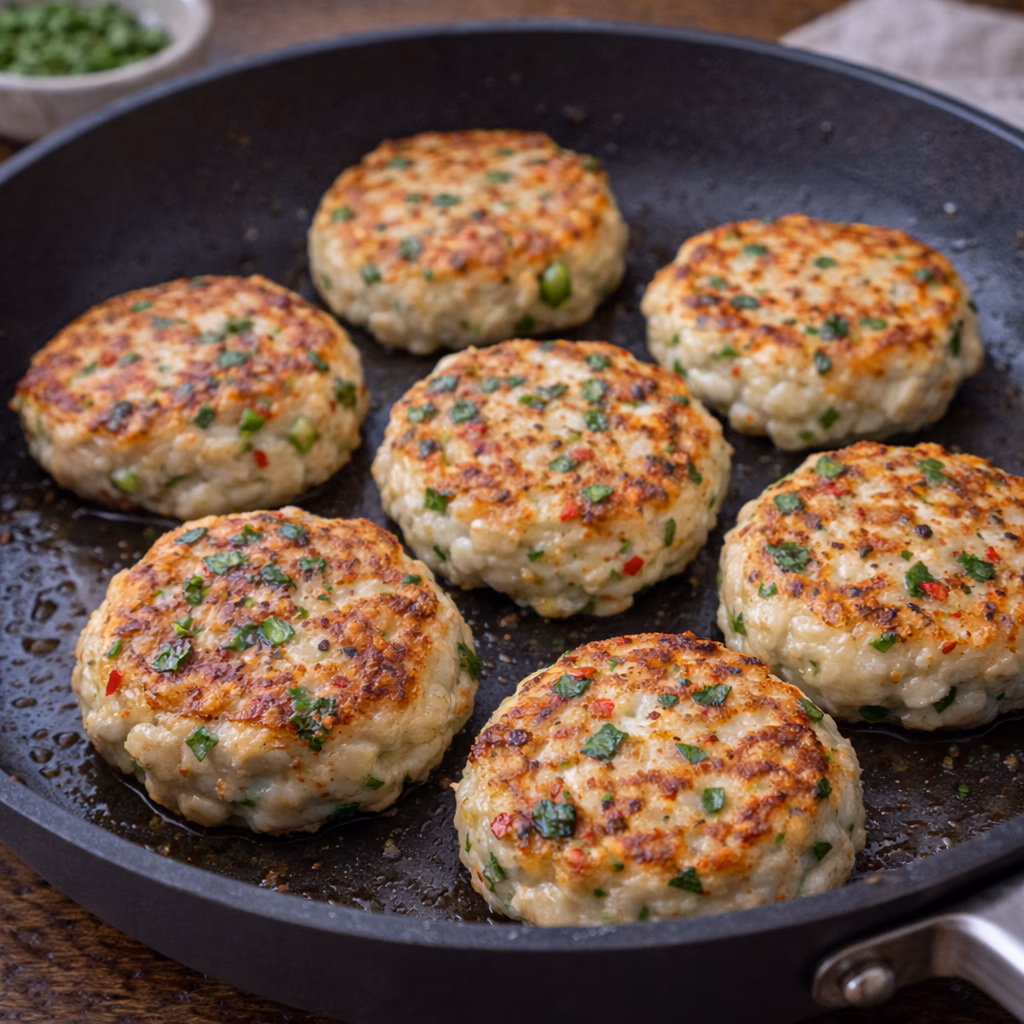 Fiskekaker av hvit fisk