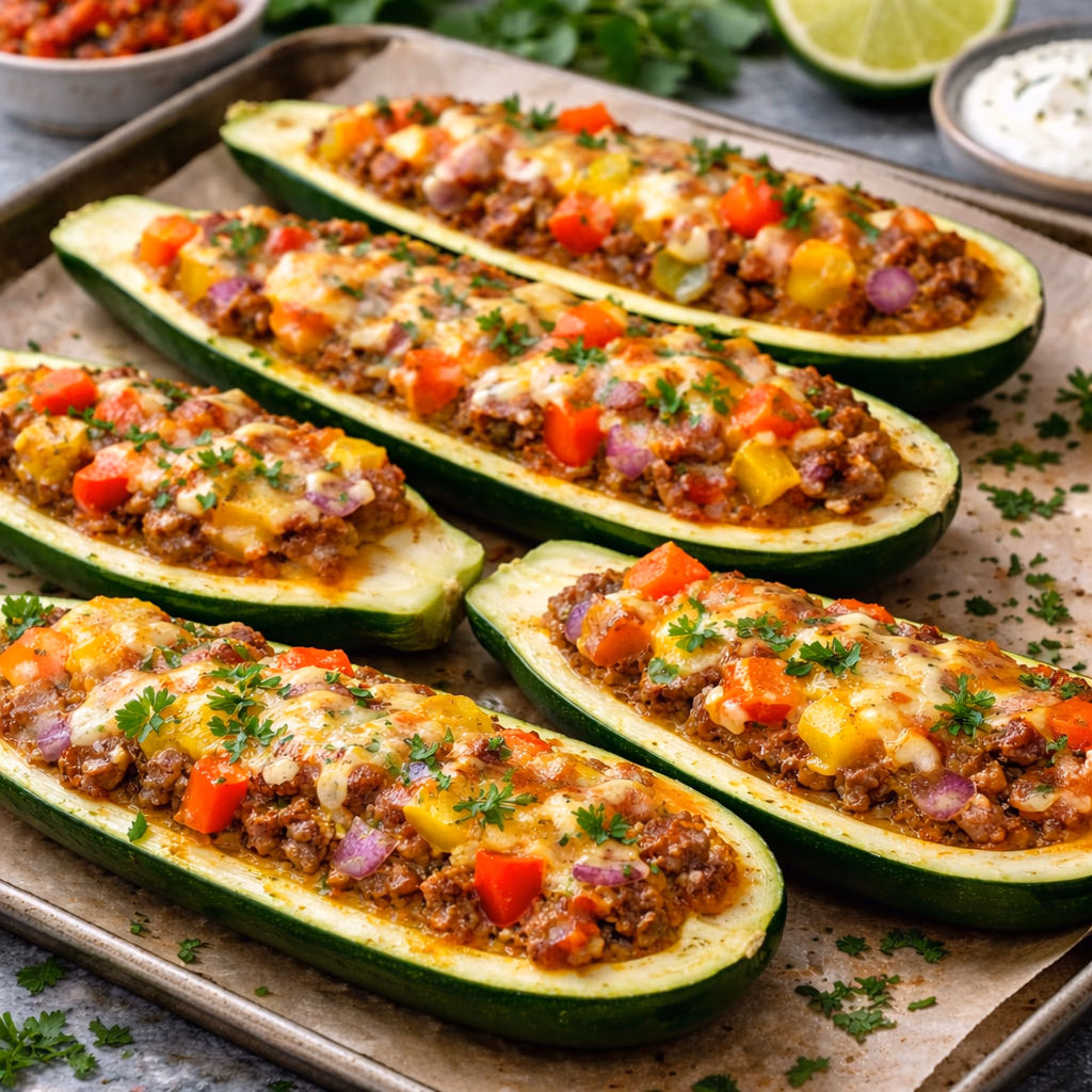 Squash fylt med kjøttdeig og grønnsaker