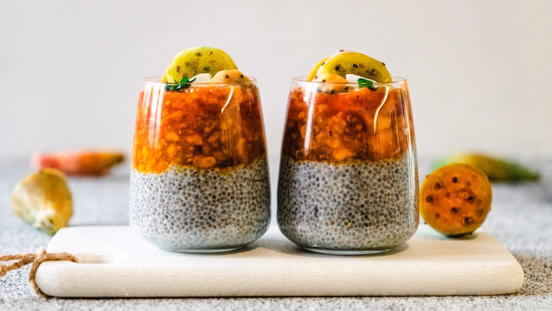 Chiapudding med Fruktkaktus og Kokosflak