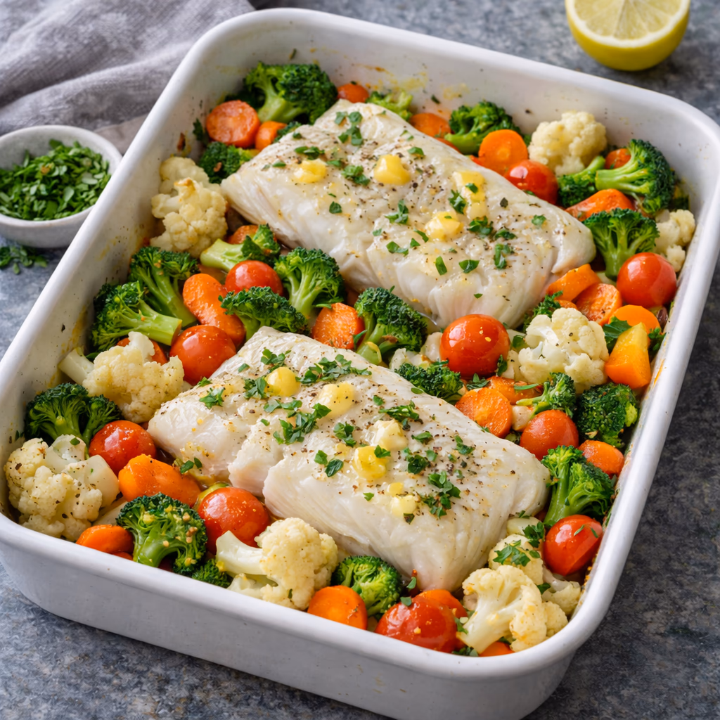Ovnsbakt Fisk med Grønnsaker – Enkel og Sunn middag