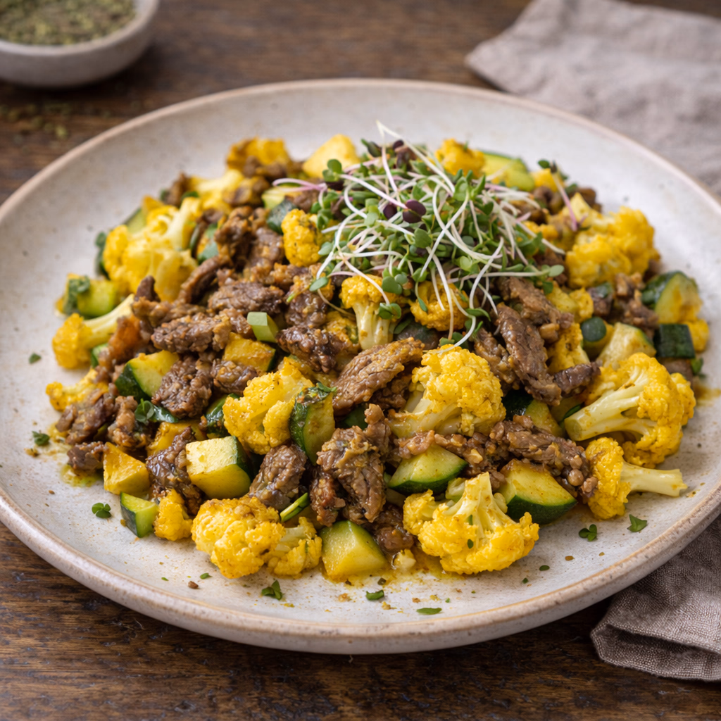 Reinsdyrskav med blomkål og gurkemeie