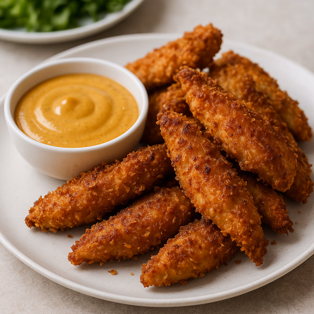 Sprøstekt Kylling Lårfilet med Sennep-Dipp