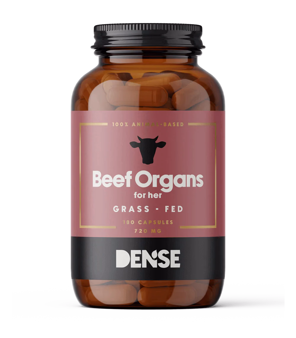 DENSE Beef Organs for Kvinner – Gressforet organtilskudd – 180 kapsler